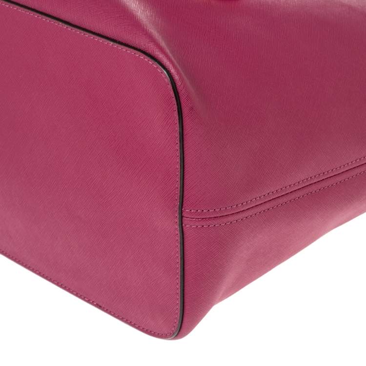 Pre Owned Michael Kors Purple Leather Large Jet Set Travel Tote