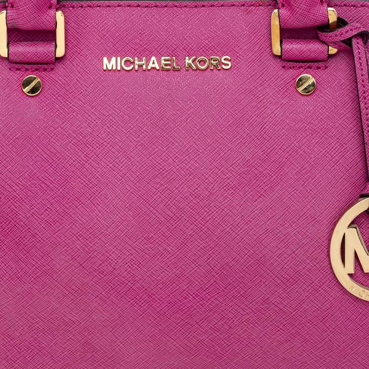 Pre Owned MICHAEL Michael Kors Pink Leather Cindy Dome Satchel