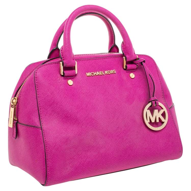 Pre Owned MICHAEL Michael Kors Pink Leather Cindy Dome Satchel