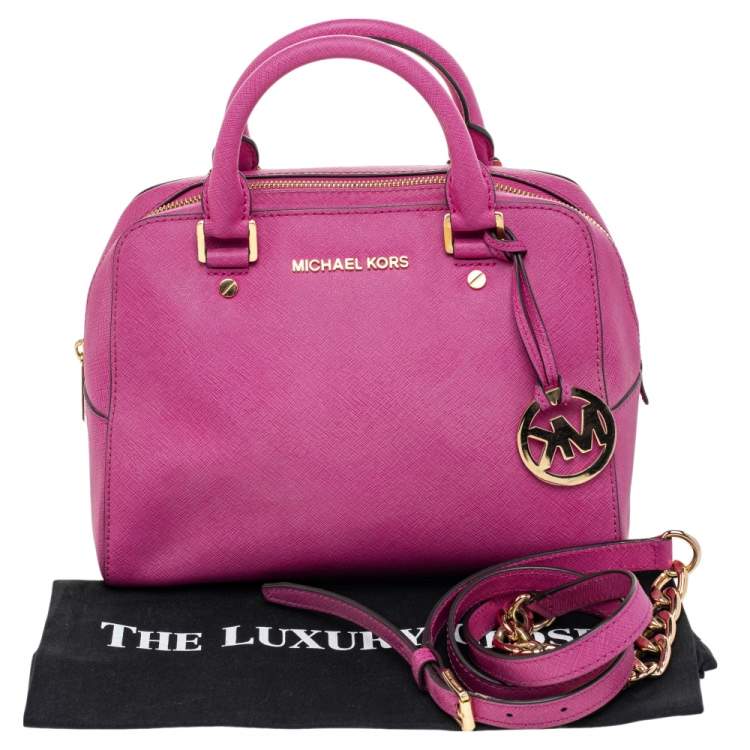 Pre Owned MICHAEL Michael Kors Pink Leather Cindy Dome Satchel