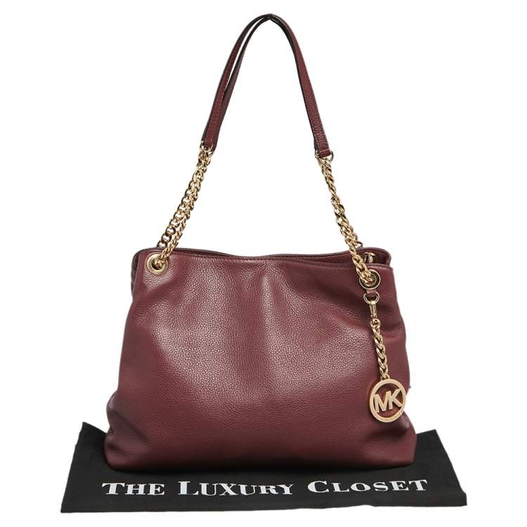 Pre Owned MICHAEL Michael Kors Burgundy Leather Jet Set Chain Shoulder Bag