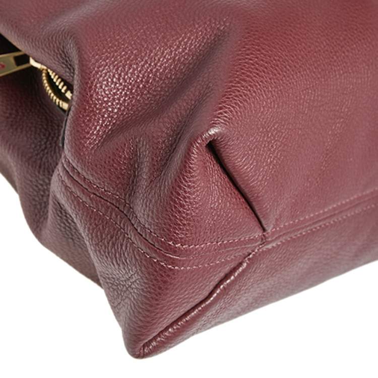 Pre Owned MICHAEL Michael Kors Burgundy Leather Jet Set Chain Shoulder Bag