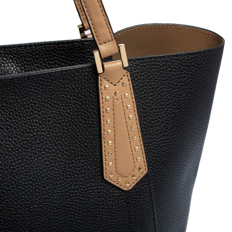 Pre Owned Michael Kors Black Leather Kimberly Bonded Tote