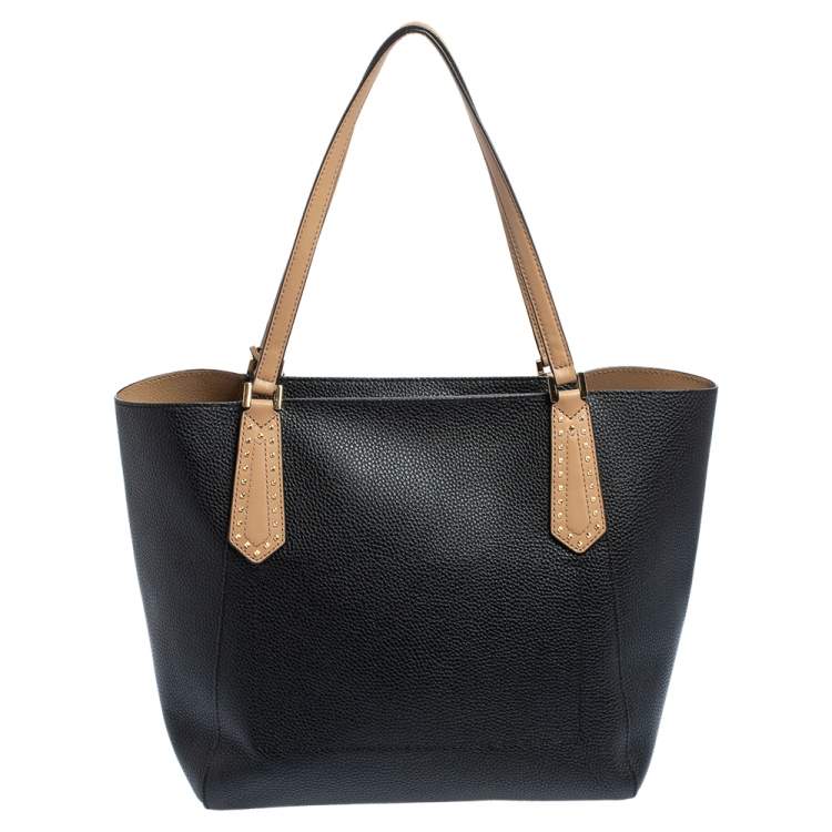 Pre Owned Michael Kors Black Leather Kimberly Bonded Tote