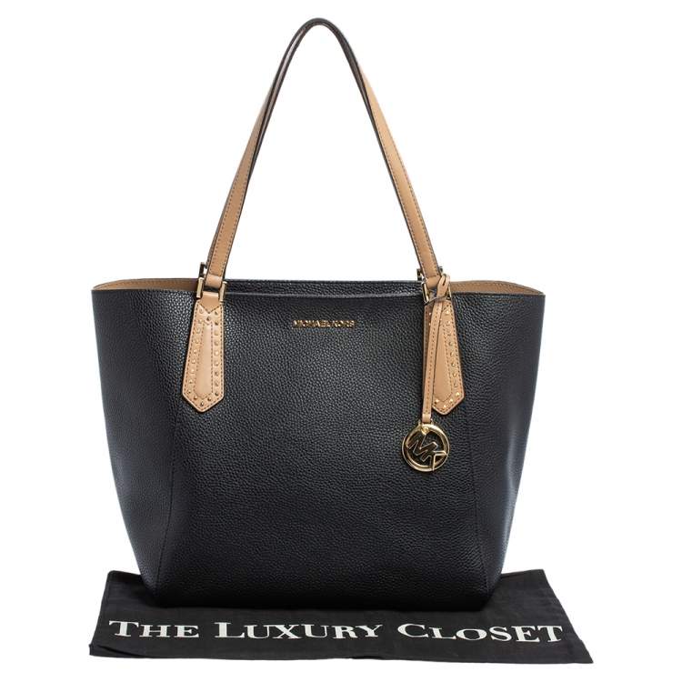 Pre Owned Michael Kors Black Leather Kimberly Bonded Tote