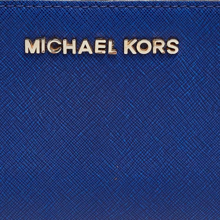 Pre Owned Michael Kors Blue Leather Bedford Continental Wallet