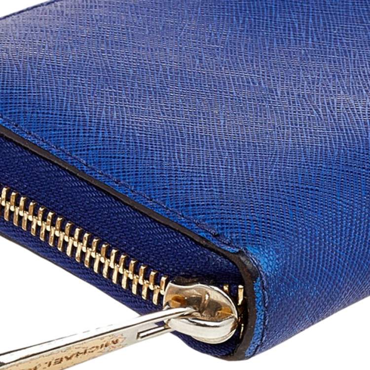 Pre Owned Michael Kors Blue Leather Bedford Continental Wallet