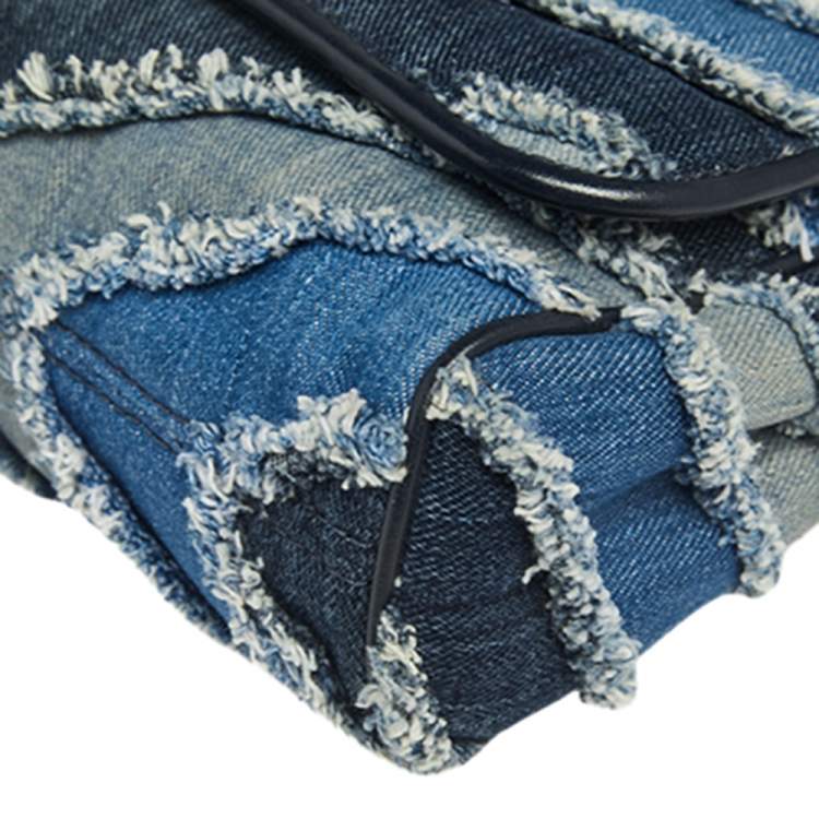 Pre Owned Michael Kors Blue Denim and Leather Trim Medium Vivianne Shoulder Bag