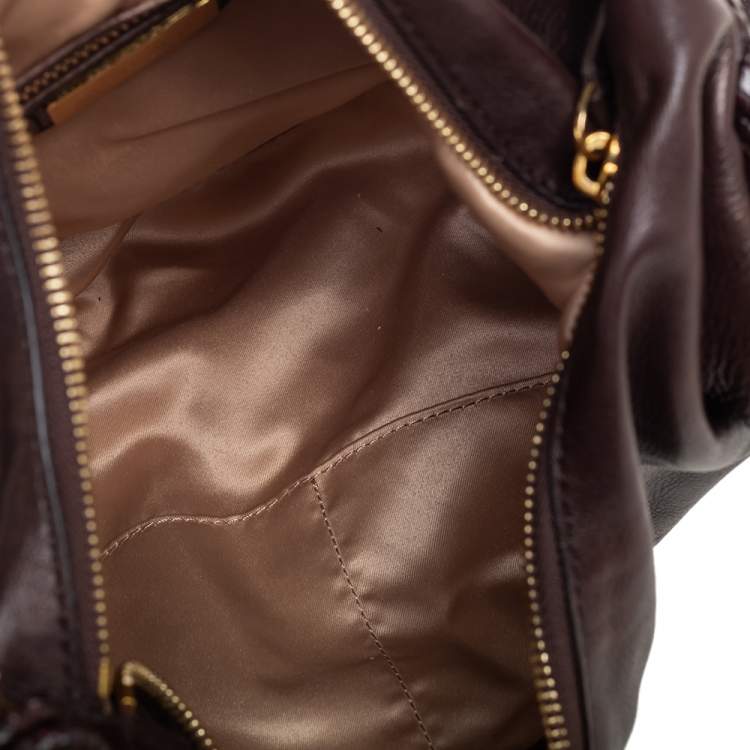 Pre Owned Michael Kors Dark Brown Leather Skorpios Hobo