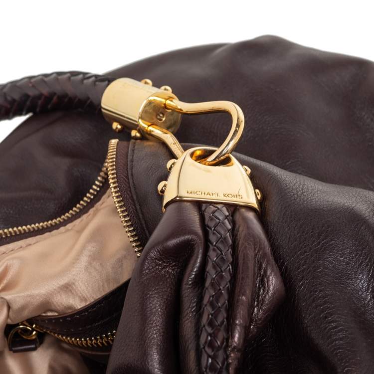 Pre Owned Michael Kors Dark Brown Leather Skorpios Hobo