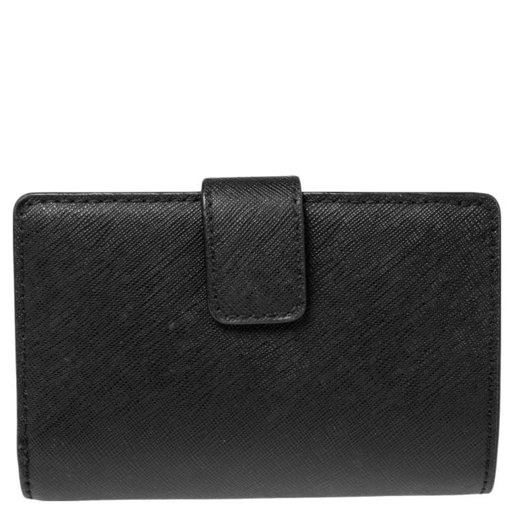 Pre Owned Michael Kors Black Leather Jet Set Travel Wallet 