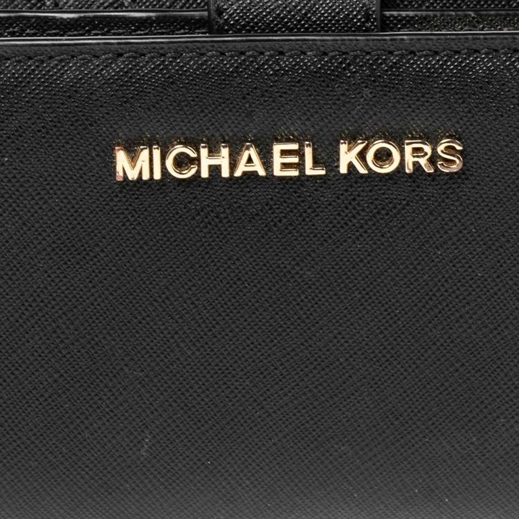 Pre Owned Michael Kors Black Leather Jet Set Travel Wallet 