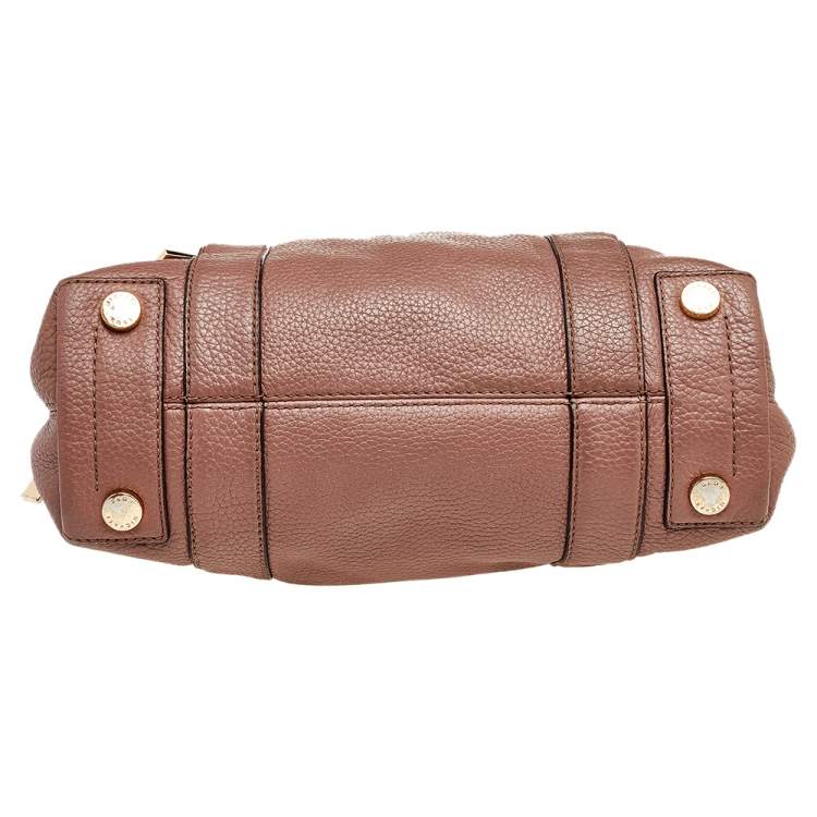 Pre Owned Michael Kors Brown Leather Naomi Braided Handle Satchel