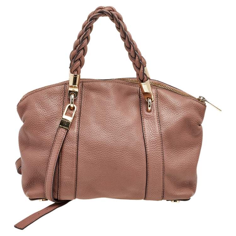 Pre Owned Michael Kors Brown Leather Naomi Braided Handle Satchel