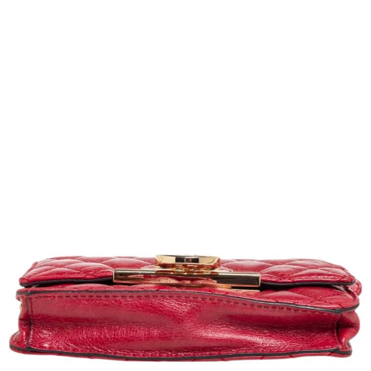 Pre Owned Michael Kors Red Quilted Leather Flap Crossbody Bag