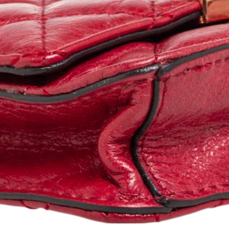 Pre Owned Michael Kors Red Quilted Leather Flap Crossbody Bag