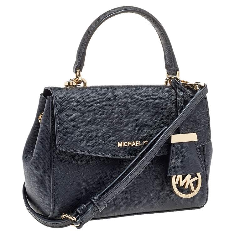 Pre Owned Michael Kors Black Leather Ava Top Handle Bag