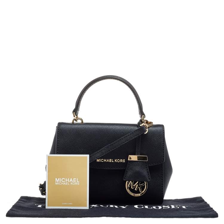 Pre Owned Michael Kors Black Leather Ava Top Handle Bag