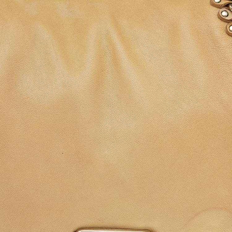 Pre Owned Michael Kors Beige Leather ID Chain Hobo