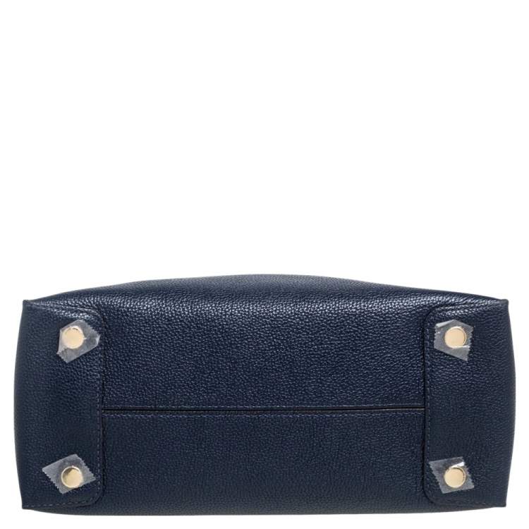 Pre Owned Michael Kors Navy Blue Grained Leather Large Mercer Tote