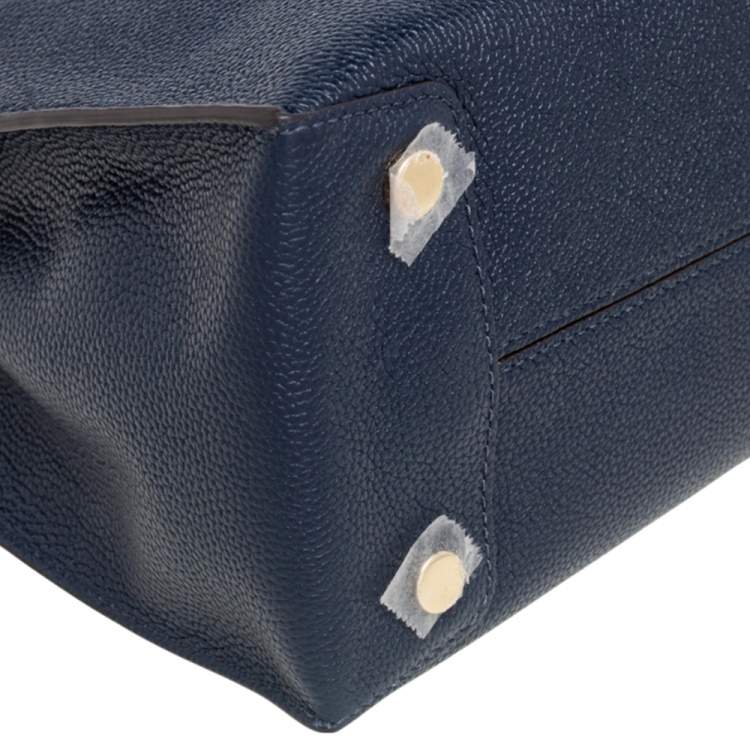 Pre Owned Michael Kors Navy Blue Grained Leather Large Mercer Tote