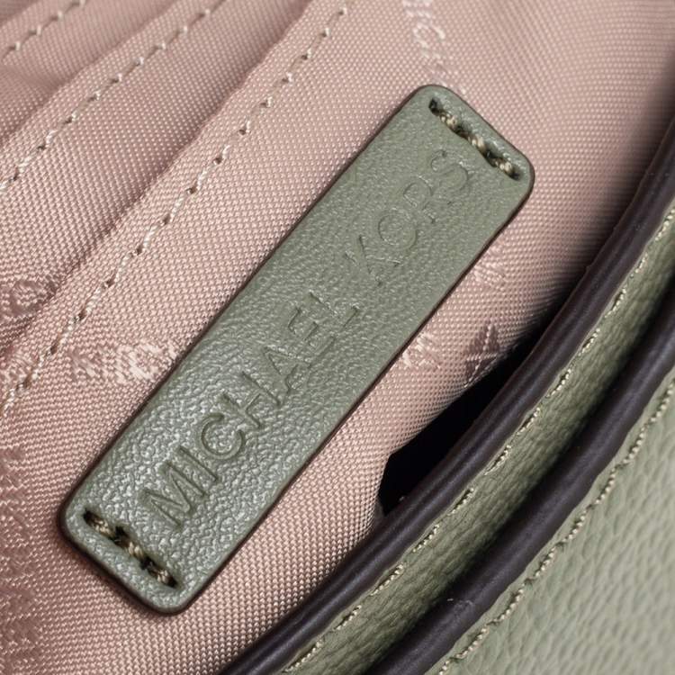 Pre Owned Michael Kors Army Green Leather Small Wanda Shoulder Bag