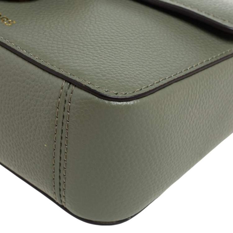 Pre Owned Michael Kors Army Green Leather Small Wanda Shoulder Bag