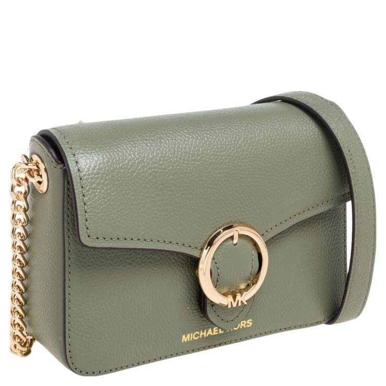 Pre Owned Michael Kors Army Green Leather Small Wanda Shoulder Bag