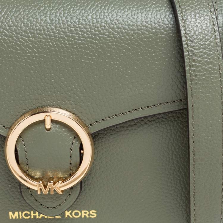 Pre Owned Michael Kors Army Green Leather Small Wanda Shoulder Bag