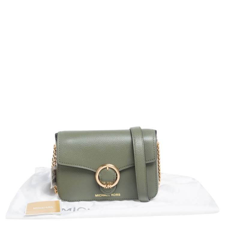 Pre Owned Michael Kors Army Green Leather Small Wanda Shoulder Bag