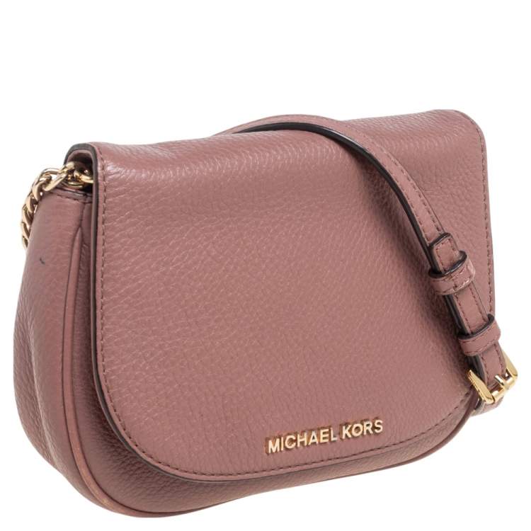 Pre Owned Michael Kors Old Rose Leather Flap Chain Crossbody Bag