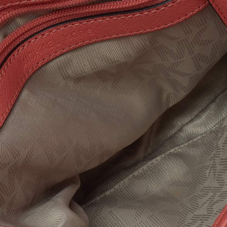 Pre Owned Michael Kors Coral Leather Small Ava Top Handle Bag