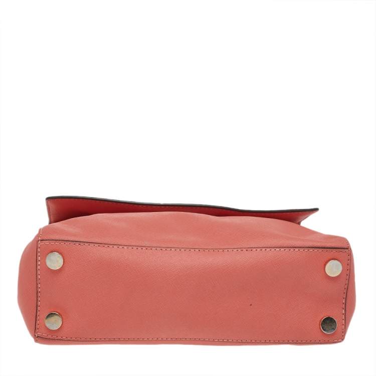 Pre Owned Michael Kors Coral Leather Small Ava Top Handle Bag