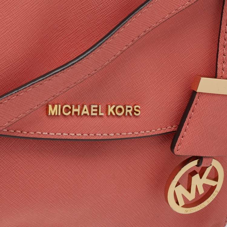 Pre Owned Michael Kors Coral Leather Small Ava Top Handle Bag