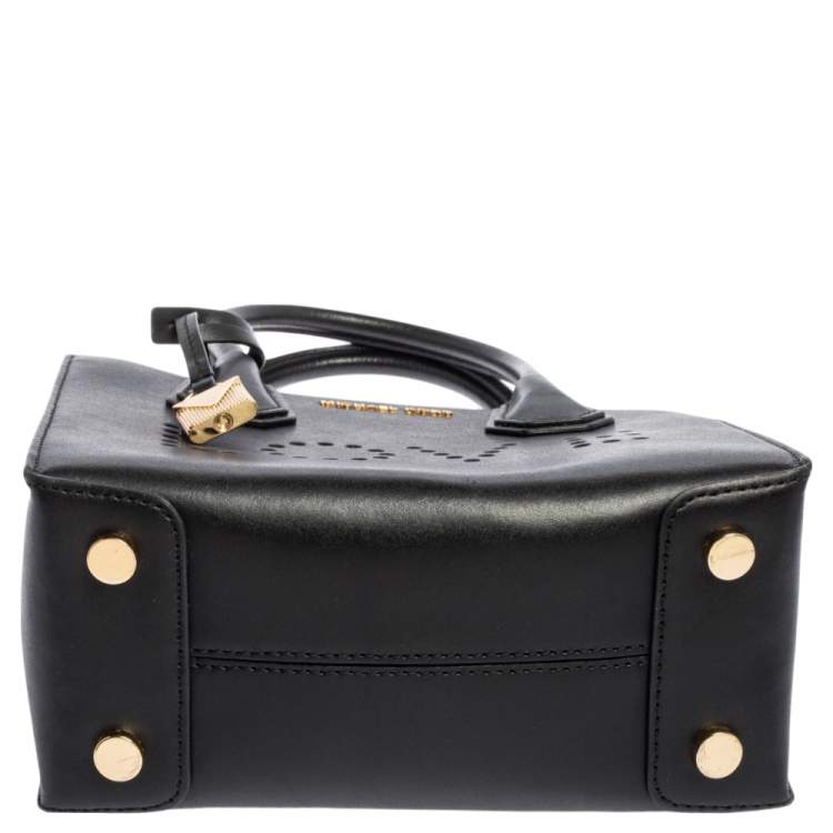 Pre Owned Michael Kors Black Leather Mini Mercer Love Tote