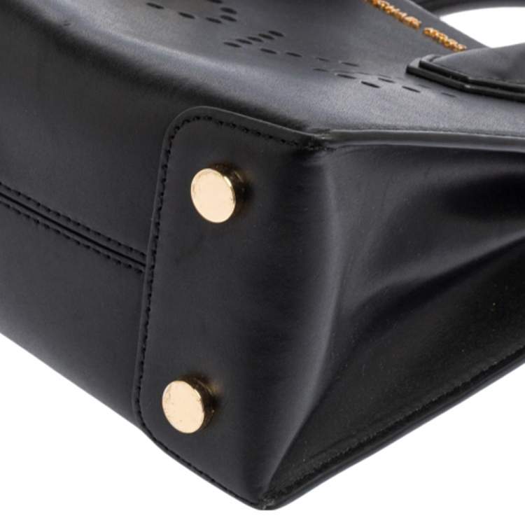 Pre Owned Michael Kors Black Leather Mini Mercer Love Tote