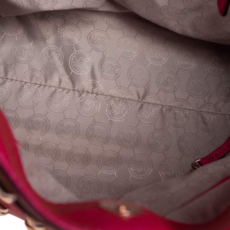 Pre Owned MICHAEL Michael Kors Fuchsia Leather Large Studded Hamilton North South Tote