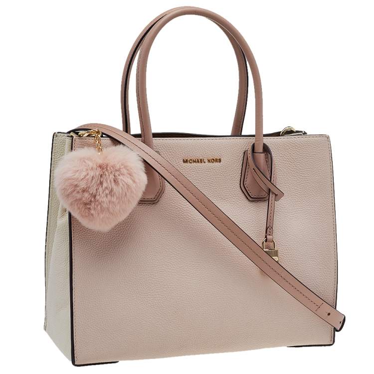 Pre Owned Michael Kors Beige Leather Large Mercer Tote