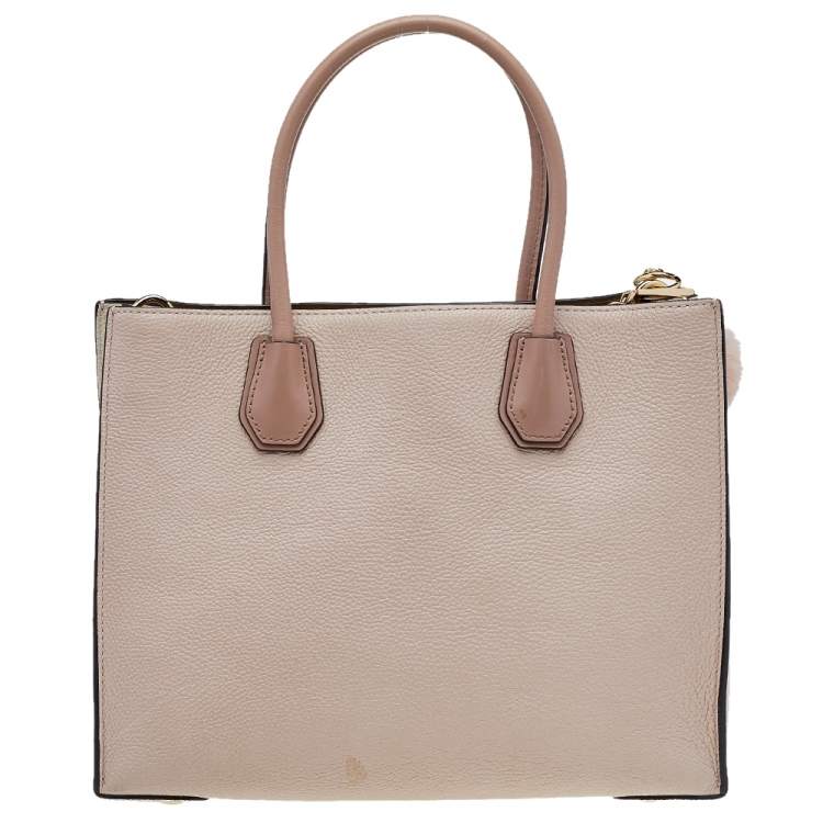 Pre Owned Michael Kors Beige Leather Large Mercer Tote