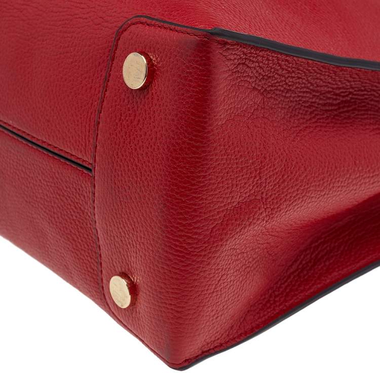 Pre Owned Michael Kors Red Leather Large Mercer Tote