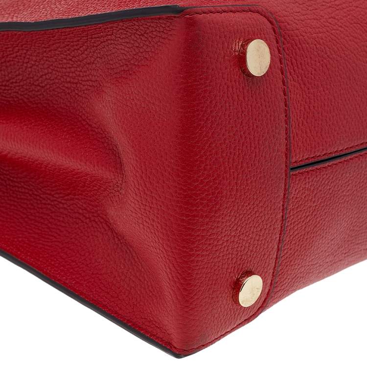 Pre Owned Michael Kors Red Leather Large Mercer Tote