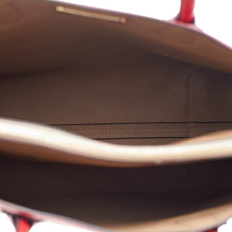 Pre Owned Michael Kors Red Leather Large Mercer Tote