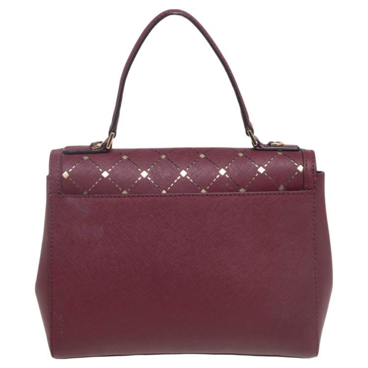 Pre Owned MICHAEL Michael Kors Red Leather Jamey Top Handle Bag