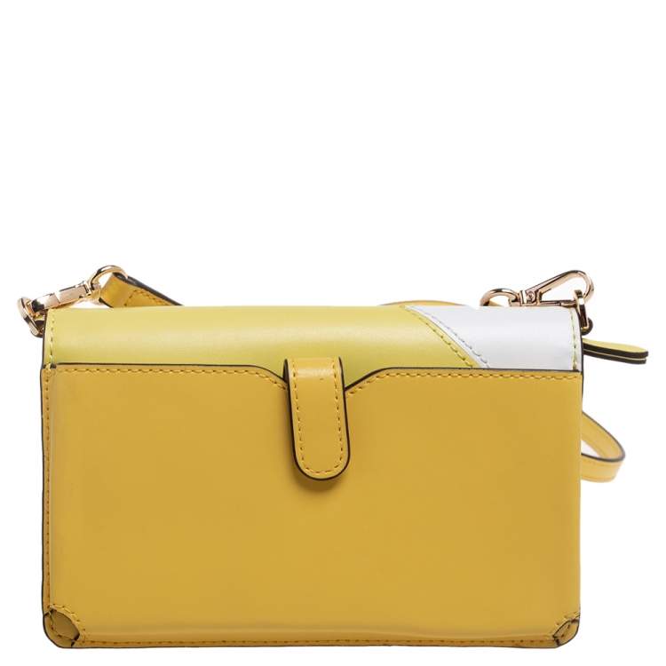 Pre Owned Michael Kors Yellow Leather Phone Crossbody Bag