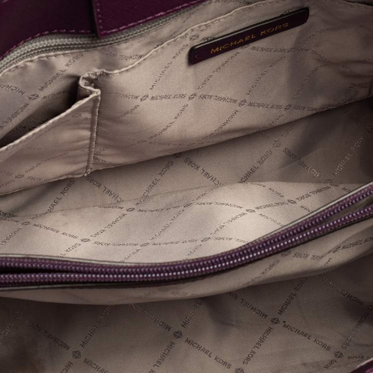 Pre Owned Michael Kors Purple Leather Sofia Tote