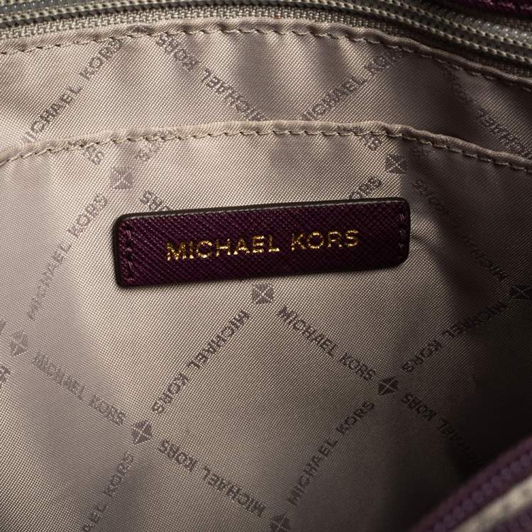 Pre Owned Michael Kors Purple Leather Sofia Tote