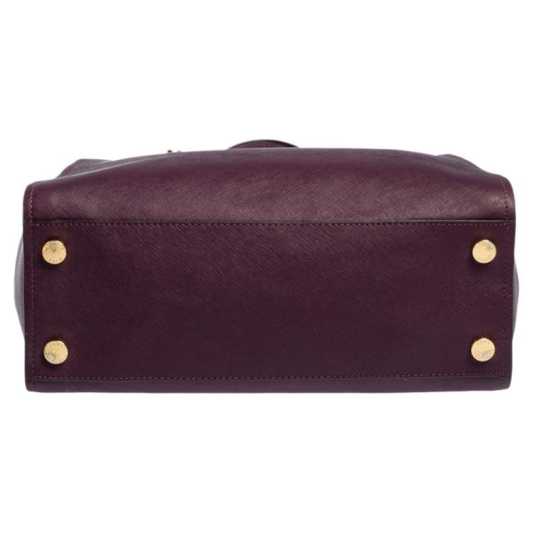 Pre Owned Michael Kors Purple Leather Sofia Tote