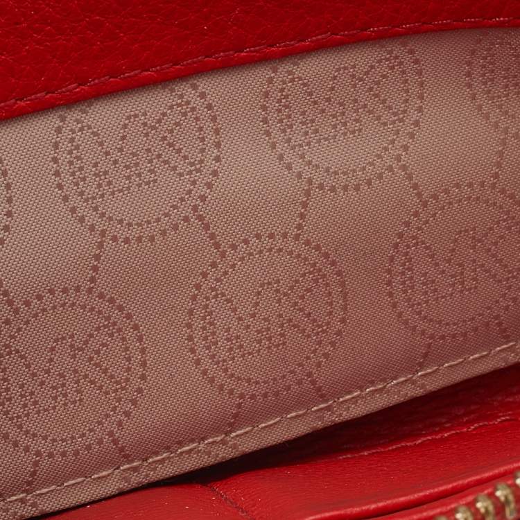 Pre Owned Michael Kors Orange Leather Bedford Zip Around Wallet