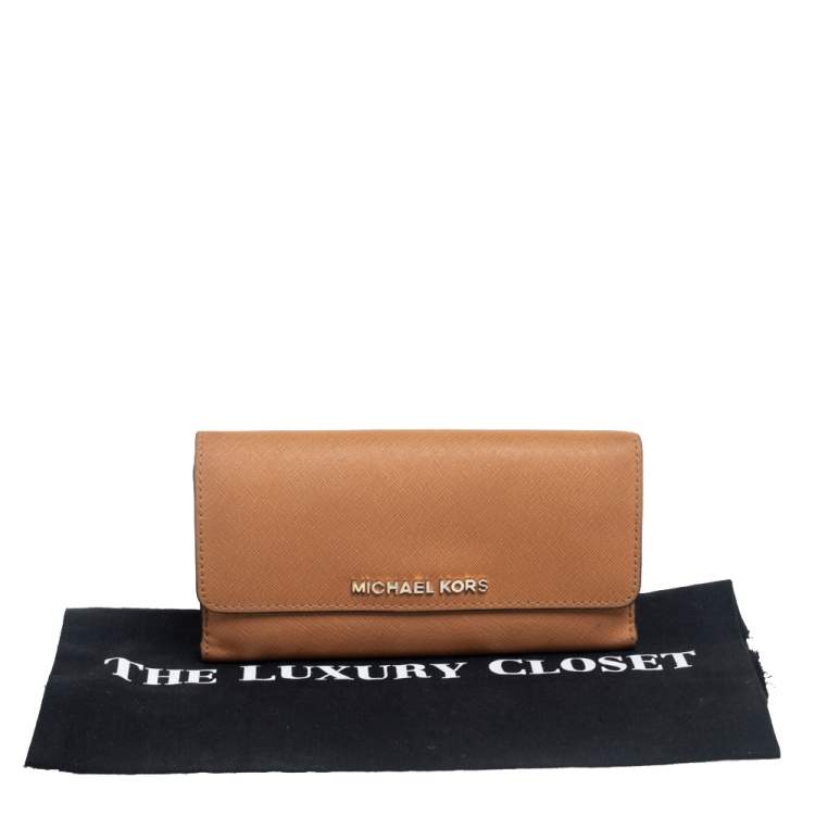 Pre Owned Michael Kors Tan Leather Continental Wallet
