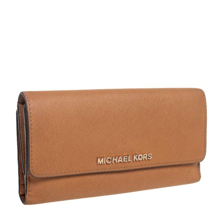 Pre Owned Michael Kors Tan Leather Continental Wallet